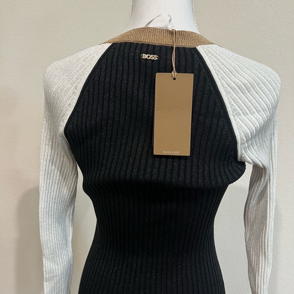 HUGO BOSS LONG-SLEEVED KNITTED DRESS V NECKLINE Size S - Picture 2 of 4